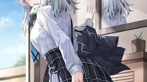 Anime Anime Girls White Hair Blue Archive Shiroko Blue Archive Vertical Schoolgirl School Uniform Re 1302x1920 Wallpaper