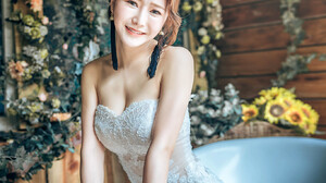 Asian Model Women Indoors Women Indoors Smiling Dress Bathtub In Bathtub Looking At Viewer 1365x2047 Wallpaper