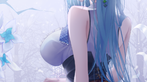 Anime Anime Girls Yukihana Lamy Virtual Youtuber Hololive Pointy Ears Long Hair Blue Hair Artwork Di 1711x2421 Wallpaper