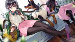 Anime Anime Girls Doberman Pinscher Dog Animals Heels 3500x2400 Wallpaper