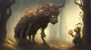 Creature Forest Flowers Pink Atmosphere Nature Trees 1920x1080 Wallpaper