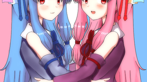 Anime Anime Girls Voiceroid Kotonoha Akane Kotonoha Aoi Long Hair Pink Hair Blue Hair Twins Artwork  1000x1414 Wallpaper