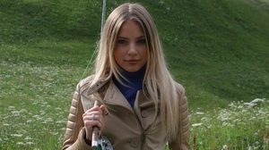 Xenia Tchoumitcheva Model Celebrity Long Hair Ombre Hair Leather Jacket Jacket Women Outdoors Smilin 853x1280 Wallpaper