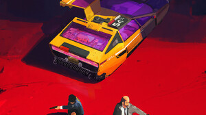 Ismail Inceoglu Digital Art Artwork Illustration Portrait Display Red Vehicle Car Futuristic Pistol  1414x2000 Wallpaper