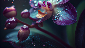Julia Kaissa Photographer Flowers Nature Dew Raindrop Orchids Leaves Purple Vertical Water Drops 1230x1524 Wallpaper