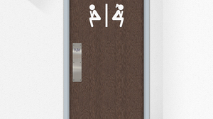 Public Restroom Toilets Humor Sign Door 3200x3000 Wallpaper