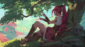 Dao Trong Le ArtStation Artwork Fantasy Art Fantasy Girl Ponytail Long Hair Redhead 2000x1139 Wallpaper