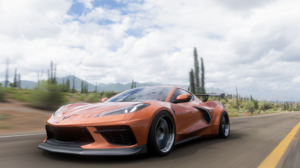 Forza Horizon 5 Screen Shot Video Games Car Front Angle View CGi Road Cactus Clouds Sky 2560x1600 Wallpaper