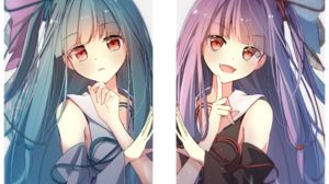 Anime Anime Girls Vocaloid Kotonoha Aoi Kotonoha Akane Blue Hair Pink Hair Long Hair Twins Artwork D 4096x3197 Wallpaper