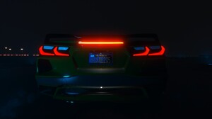 Grand Theft Auto V Corvette Night Lights Car Licence Plates CGi Video Games Taillights 1920x1080 Wallpaper