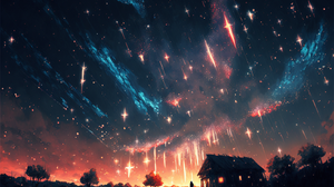 Sky Stars House Landscape Night Shooting Stars Clouds Sunset 1536x1024 Wallpaper