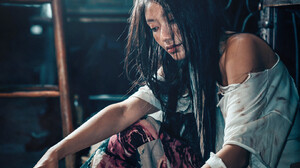 Asian Women Model Black Hair Bottles Long Hair Sitting Women Indoors T Shirt 1380x2047 Wallpaper