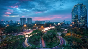 Building City Cityscape Highway Indonesia Jakarta Ligths Sky Skyscraper Sunset Time Lapse Tree 2048x1365 Wallpaper