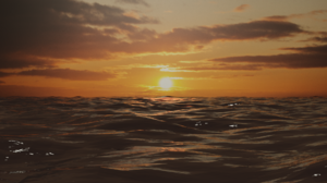 Sun Sunset Water Clouds Render Sea 1920x1080 Wallpaper