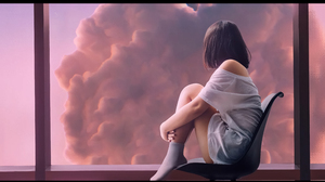 Looking Away Alone Fantasy Girl Clouds Window Frames Socks 5120x2880 Wallpaper