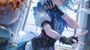 Anime Anime Girls Pixiv Touhou Knife Izayoi Aki Window Maid Maid Outfit Gloves Fingerless Gloves Loo 1447x2047 wallpaper