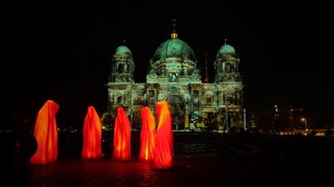 Architecture Berlin Berlin Cathedral Dome Germany Hood Night People Orange Color 2560x1600 Wallpaper