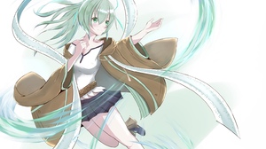 Anime Anime Girls Trading Card Games Yu Gi Oh Wynn The Wind Charmer Ponytail Green Hair Solo Artwork 1543x1308 Wallpaper