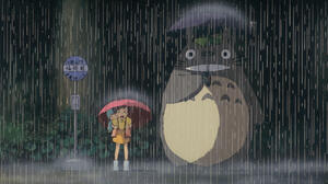 Studio Ghibli Anime Cartoon My Neighbor Totoro Anime Screenshot Rain Anime Girls Umbrella Creature 1920x1038 Wallpaper