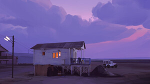 Digital Art Artwork Beach House Sand Nature Landscape Clouds Sunrise Sky 1920x1158 Wallpaper