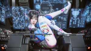 Nevon Digital Art Artwork Illustration CGi Women Science Fiction Futuristic Sitting D Va Overwatch D 4000x2750 Wallpaper