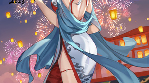 Anime Girls Anime Shenhe Genshin Impact Vertical Fireworks Japanese White Heels Genshin Impact Lante 2327x3629 Wallpaper