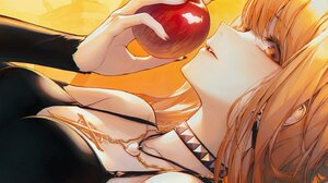 Death Note Apples Cross Fruit Lying Down Lying On Back Looking At Viewer Profile Anime Girls Choker  1462x1000 Wallpaper