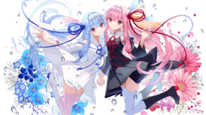 Anime Anime Girls Voiceroid Kotonoha Aoi Kotonoha Akane Long Hair Twins Blue Hair Pink Hair Artwork  2302x1628 Wallpaper
