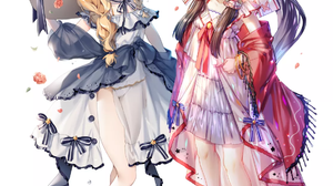 Women Vertical Anime Girls Water Flowers Petals Twintails Hat Long Hair Dress Blushing Looking At Vi 1116x1574 Wallpaper