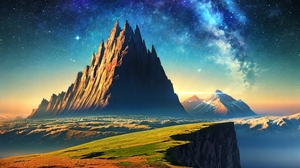 Stable Diffusion 4K Ai Art Landscape Mountains Space Lens Flare Digital Art Illustration Stars 3840x2160 Wallpaper