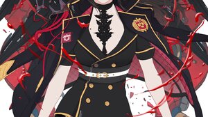 Gharliera Anime Girls Anime Black Hair Red Eyes Weapon Uniform 3034x4096 Wallpaper