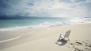 Ai Art Sea Beach Chair Water Sky Clouds Sand Waves 2912x1632 Wallpaper