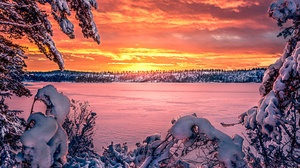 Nature Snow Landscape Sky Sunset 2048x1341 Wallpaper