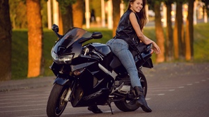 Alexei Shipulia Women Model Brunette Women Outdoors Women With Motorcycles Motorcycle Jeans Boots Le 2560x1709 wallpaper