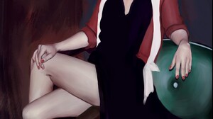 Christina Ricci Artwork Women Actress Sitting Legs Barefoot Red Nails Painted Nails Looking At Viewe 2074x2968 Wallpaper