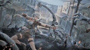 Archery Game Gear Dong Fang Project Artwork Bow And Arrow Creature Short Shorts Headphones Boots Kni 1920x1080 Wallpaper