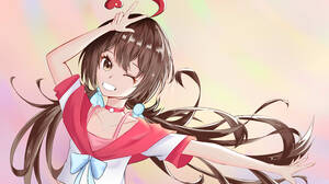 Anime Anime Girls Virtual Youtuber Shinka Musume Long Hair Brunette Artwork Digital Art Fan Art 3840x2160 Wallpaper