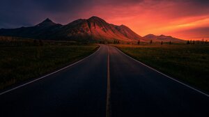 Landscape Nature Road Mountains Sky Clouds Sunset Sunrise Trees Grass 2048x1322 Wallpaper
