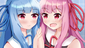 Anime Anime Girls Vocaloid Kotonoha Aoi Kotonoha Akane Blue Hair Pink Hair Long Hair Twins Artwork D 2000x1760 Wallpaper