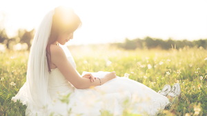 Asian Bride Depth Of Field Girl Sunny Wedding Dress White Dress Woman 7945x4748 Wallpaper