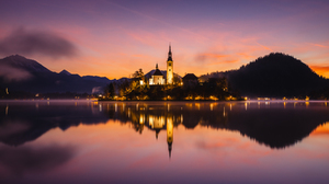 Water Reflection Photography Outdoors Night Lights Lake Bled 1800x1200 Wallpaper