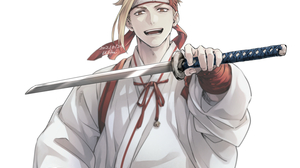 Hells Paradise Jigokuraku MAPPA Anime Boys Weapon Katana Looking At Viewer Headband Minimalism White 1505x1399 Wallpaper