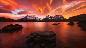 Patagonia Argentina Sunset Landscape Mountains Clouds Lake Sky Photography 4000x2668 Wallpaper
