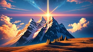 Stable Diffusion 4K Ai Art Landscape Mountains Space Lens Flare Digital Art Illustration 3840x2160 Wallpaper