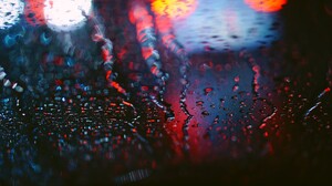 Window Water Rain Red Reflection Lights Photography Water Drops Bokeh Water On Glass 2048x1152 Wallpaper