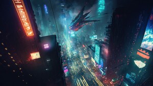 Ai Art City Cyberpunk Night City Lights Futuristic Neon Street 4579x2616 Wallpaper