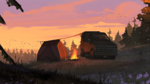 Camping Fire Car Nature 2560x1440 Wallpaper