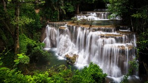 Waterfall Thailand Huai Mae Kamin Waterfall Erawan Waterfall Erawan National Park 2500x1668 wallpaper