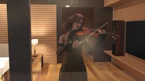 Elden Ring CGi Video Game Girls Musical Instrument Violin Dress Elbow Gloves Reflection 1920x1080 Wallpaper