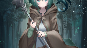 Anime Anime Girls Trading Card Games Yu Gi Oh Wynn The Wind Charmer Ponytail Green Hair Solo Artwork 1253x1626 Wallpaper